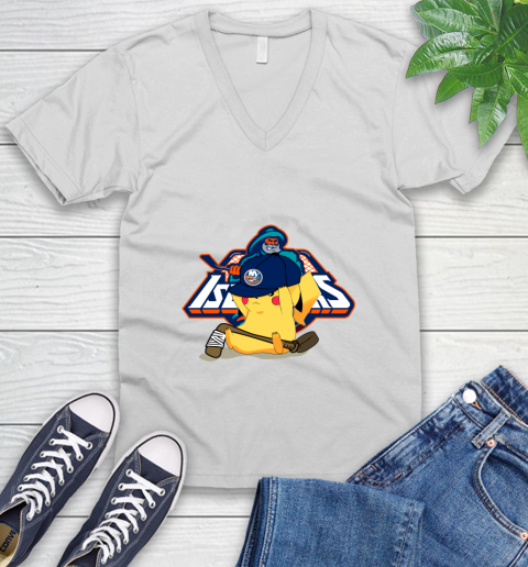 NHL Pikachu Hockey Sports New York Islanders V-Neck T-Shirt