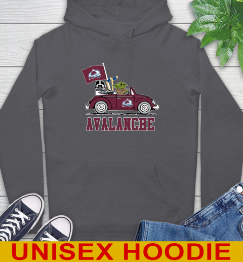 NHL Hockey Colorado Avalanche Darth Vader Baby Yoda Driving Star Wars Shirt Hoodie - Image 8