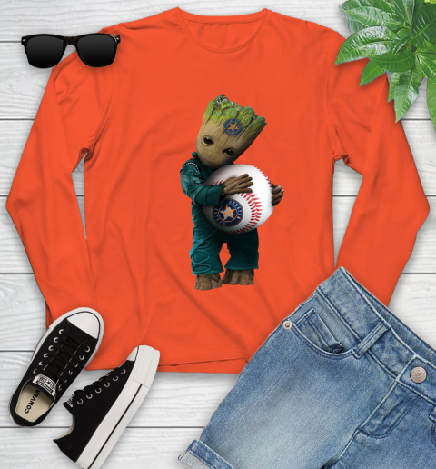 MLB Groot Guardians Of The Galaxy Baseball Sports Houston Astros Youth Long Sleeve 4