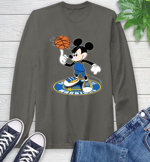 NBA Basketball Golden State Warriors Cheerful Mickey Disney Shirt Long Sleeve T-Shirt 9
