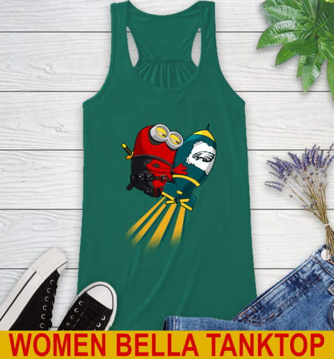 NFL Football Philadelphia Eagles Deadpool Minion Marvel Shirt Racerback Tank 5