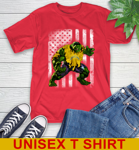 Los Angeles Chargers Hulk Marvel Avengers NFL Football American Flag T-Shirt 12