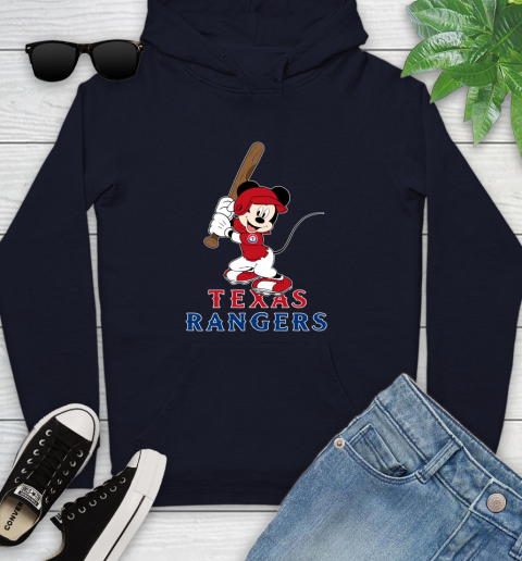 MLB Baseball Texas Rangers Cheerful Mickey Mouse Shirt Youth Hoodie 4