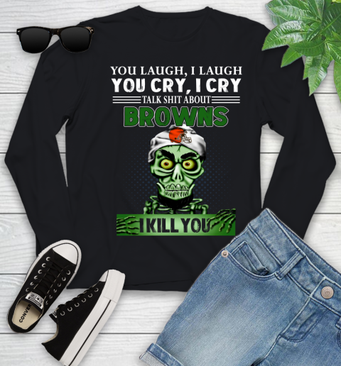 NFL Talk Shit About Cleveland Browns I Kill You Achmed The Dead Terrorist Jeffrey Dunham Football Youth Long Sleeve