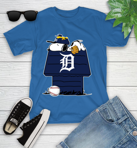 MLB Detroit Tigers Snoopy Woodstock The Peanuts Movie Baseball T Shirt Youth T-Shirt 9