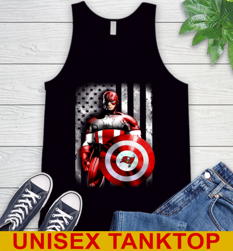 Tampa Bay Buccaneers NFL Football Captain America Marvel Avengers American Flag Shirt Tank Top