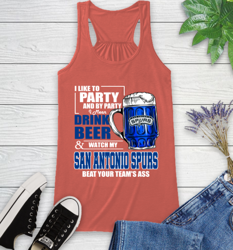 NBA Drink Beer and Watch My San Antonio Spurs Beat Your Team's Ass Basketball Racerback Tank 3