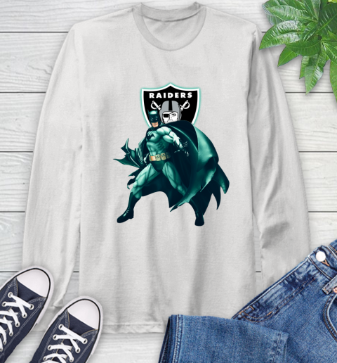 NFL Batman Football Sports Oakland Raiders Long Sleeve T-Shirt