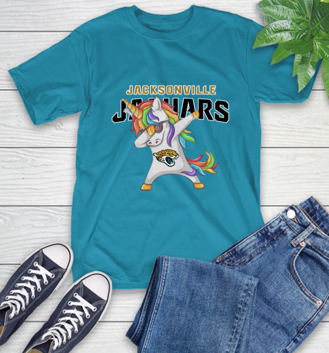 Jacksonville Jaguars NFL Football Funny Unicorn Dabbing Sports T-Shirt 8