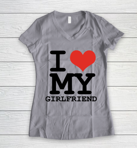I Heart My Girlfriend  I Love My Girlfriend Shirt Women's V-Neck T-Shirt 2
