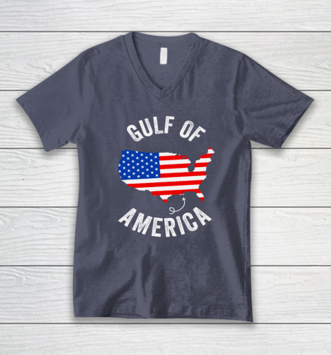 Gulf of USA America Funny Gulf of Mexico USA Flag Map July 4th V-Neck T-Shirt 6