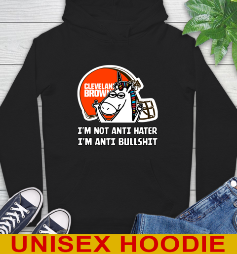 Cleveland Browns NFL Football Unicorn I'm Not Anti Hater I'm Anti Bullshit Hoodie 2