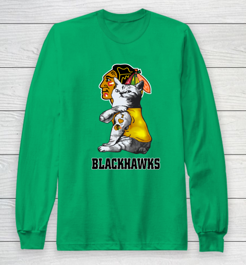 NHL My Cat Loves Chicago Blackhawks Hockey Long Sleeve T-Shirt 4