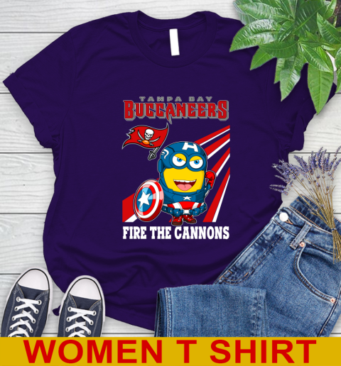 NFL Football Tampa Bay Buccaneers Captain America Marvel Avengers Minion Shirt Women's T-Shirt 4