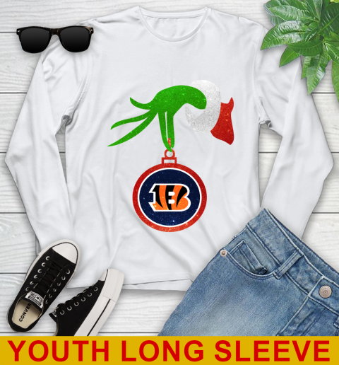 Cincinnati Bengals Grinch Merry Christmas NFL Football Youth Long Sleeve