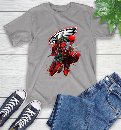 NFL Deadpool Marvel Comics Sports Football Philadelphia Eagles T-Shirt 6