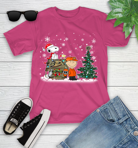 NHL Anaheim Ducks Snoopy Charlie Brown Woodstock Christmas Stanley Cup Hockey Youth T-Shirt 11