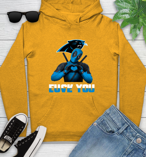 NHL Carolina Panthers Deadpool Love You Fuck You Football Sports Youth Hoodie 2