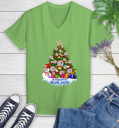 Toronto Blue Jays Merry Christmas MLB Baseball Sports Women's V-Neck T-Shirt 11
