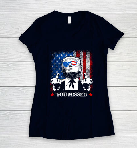 You Missed Trump 2024 US American Flag Women's V-Neck T-Shirt 2