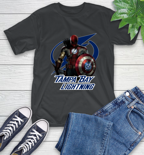 NHL Captain America Thor Spider Man Hawkeye Avengers Endgame Hockey Tampa Bay Lightning T-Shirt 2