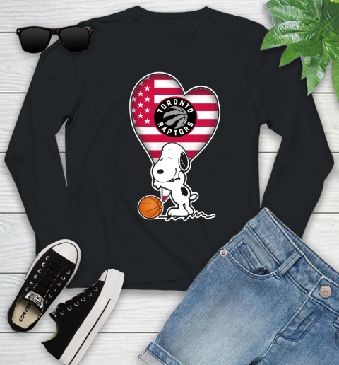 Toronto Raptors NBA Basketball The Peanuts Movie Adorable Snoopy Youth Long Sleeve 2