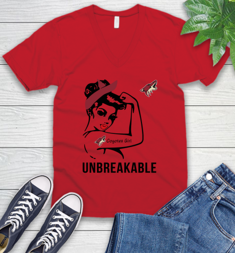 NHL Arizona Coyotes Girl Unbreakable Hockey Sports V-Neck T-Shirt 4