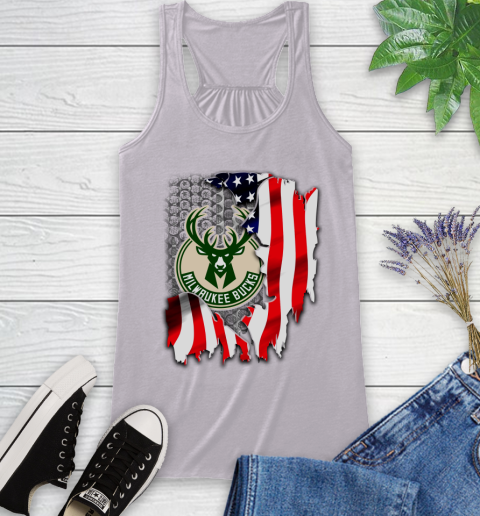 Milwaukee Bucks NBA Basketball American Flag Racerback Tank 4