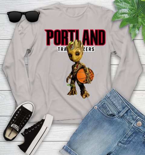 Portland Trail Blazers NBA Basketball Groot Marvel Guardians Of The Galaxy Youth Long Sleeve 12