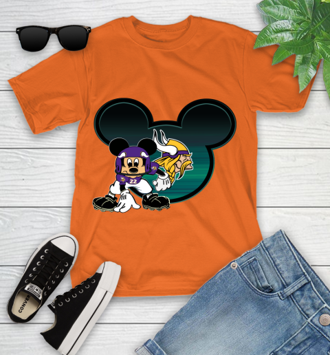 NFL Minnesota Vikings Mickey Mouse Disney Football T Shirt Youth T-Shirt 7