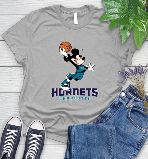 NBA Basketball Charlotte Hornets Cheerful Mickey Mouse Shirt Women's T-Shirt 5