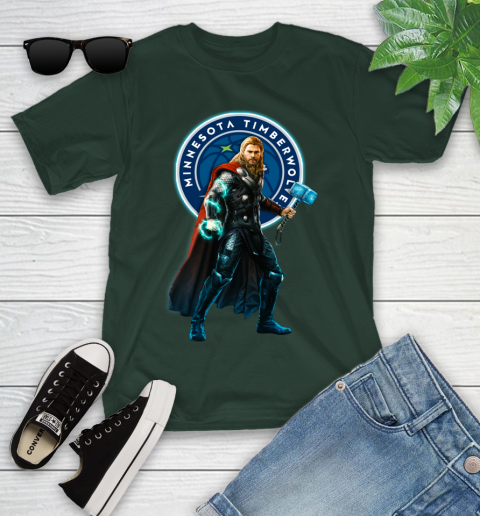 NBA Thor Avengers Endgame Basketball Minnesota Timberwolves Youth T-Shirt 5
