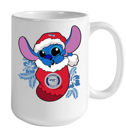 Seattle Seahawks Christmas Stitch In The Sock Funny Disney NFL Color Changing Mug 15oz 2