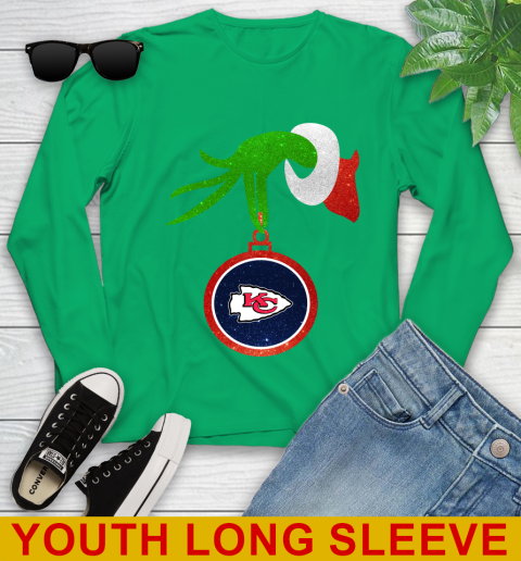 Kansas City Chiefs Grinch Merry Christmas NFL Football Youth Long Sleeve 7