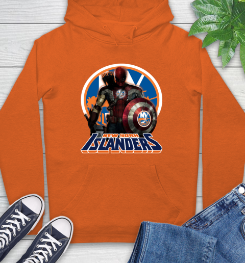 NHL Captain America Thor Spider Man Hawkeye Avengers Endgame Hockey New York Islanders Hoodie 5