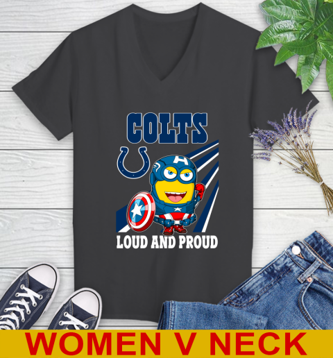 NFL Football Indianapolis Colts Captain America Marvel Avengers Minion Shirt Women's V-Neck T-Shirt 8