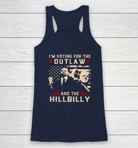 Trump 2024 Flag Outlaw Hillbilly J D.Vance 2024 Donald Trump Racerback Tank 5
