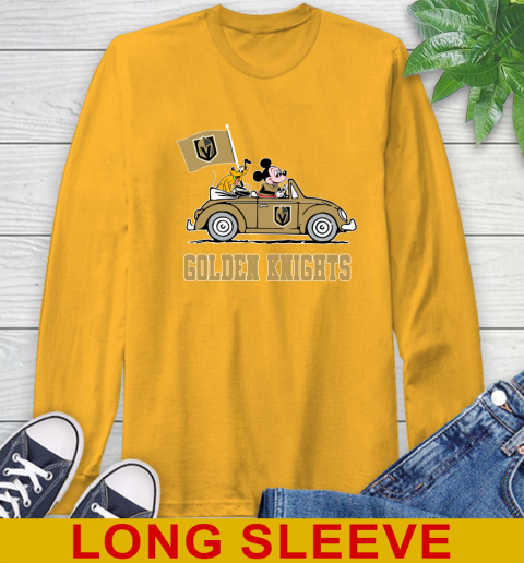 NHL Hockey Vegas Golden Knights Pluto Mickey Driving Disney Shirt Long Sleeve T-Shirt 3