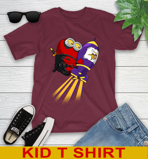 NFL Football Minnesota Vikings Deadpool Minion Marvel Shirt Youth T-Shirt 5