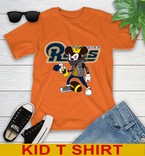 Los Angeles Rams NFL Football Mickey Peace Sign Sports Youth T-Shirt 7
