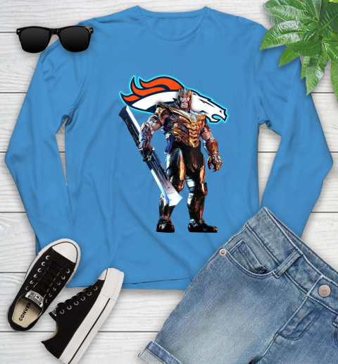NFL Thanos Gauntlet Avengers Endgame Football Denver Broncos Youth Long Sleeve 7