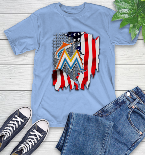 Miami Marlins MLB Baseball American Flag T-Shirt 12