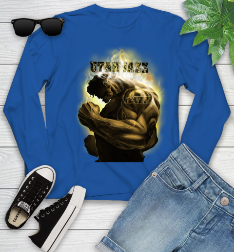 Utah Jazz NBA Basketball Hulk Marvel Avengers Sports Youth Long Sleeve 10