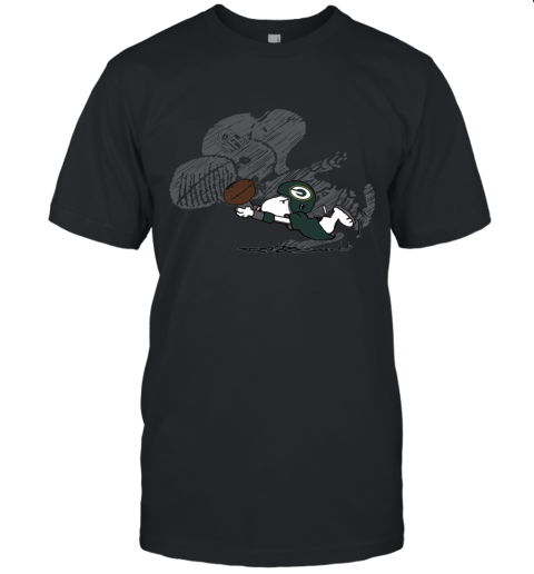 Green Bay Packers Snoopy Plays The Football Game Unisex Jersey Tee