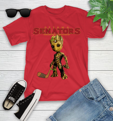 Ottawa Senators NHL Hockey Groot Marvel Guardians Of The Galaxy Youth T-Shirt 10
