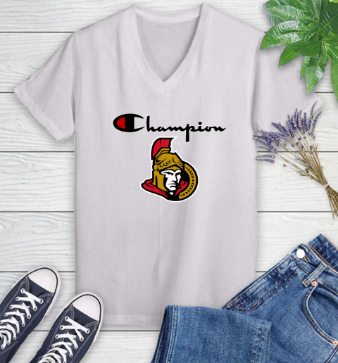 NHL Hockey Ottawa Senators Champion Shirt Women's V-Neck T-Shirt