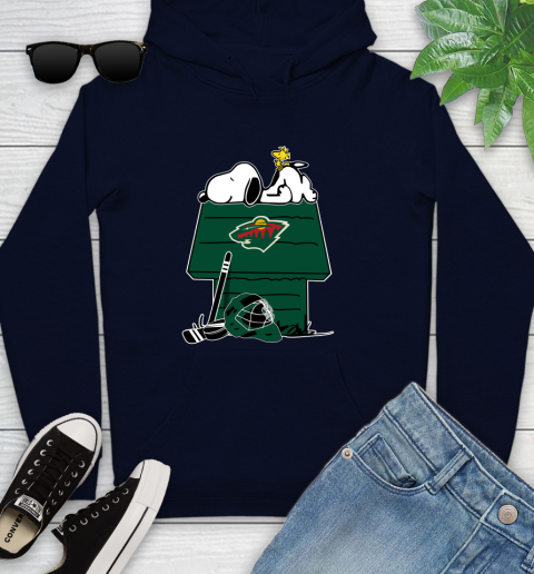 Minnesota Wild NHL Hockey Snoopy Woodstock The Peanuts Movie Youth Hoodie 4