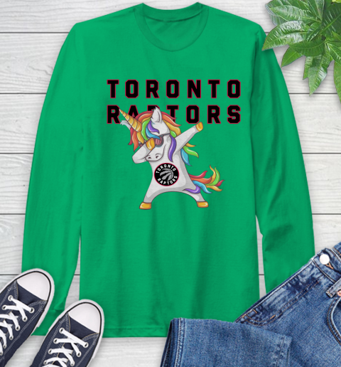 Toronto Raptors NBA Basketball Funny Unicorn Dabbing Sports Long Sleeve T-Shirt 7