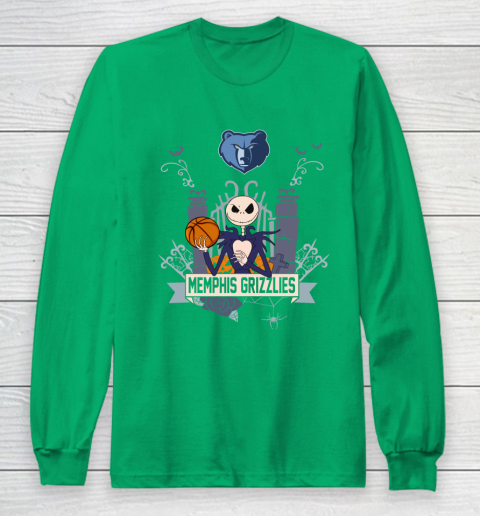 NBA Memphis Grizzlies Basketball Jack Skellington Halloween Long Sleeve T-Shirt 4