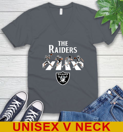 NFL Football Oakland Raiders The Beatles Rock Band Shirt V-Neck T-Shirt 4